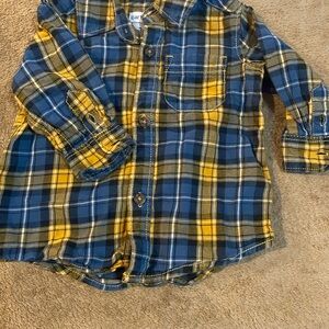 EUC Carter's Blue and Yellow Plaid Button Down Shirt 3-6mos